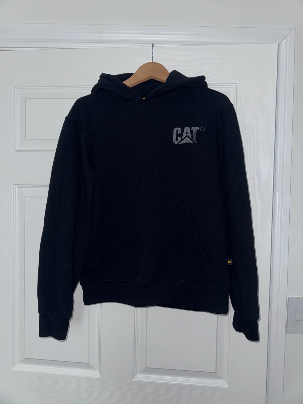 CAT Caterpillar Work Hoodie Black 70/30 Cotton Size Small